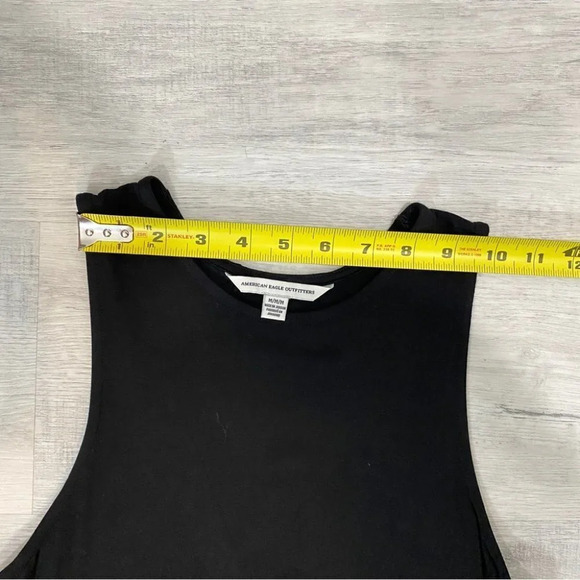 American Eagle Skater Dress Casual Black Stretchy Jersey Dress with White Trim - Picture 7 of 16